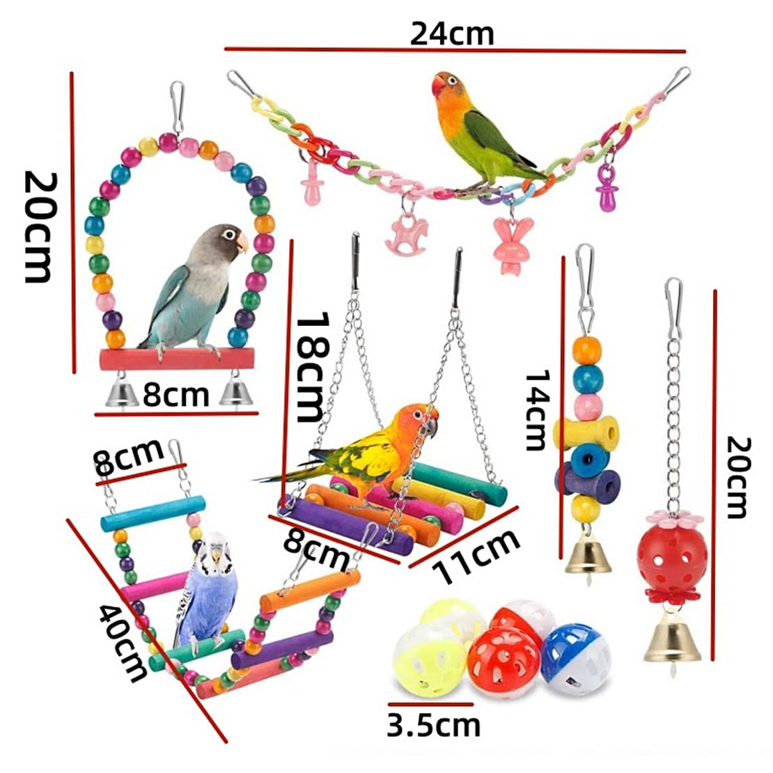 DeryArcle 11 Pcs Parakeet Toys Set - Image 3