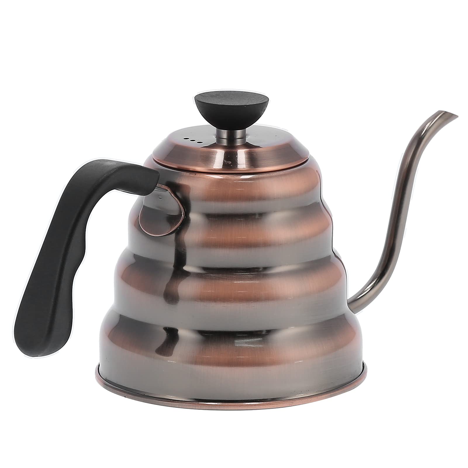 Hervidor de café de cuello de cisne de acero inoxidable 304, hervidor sin soldaduras con acabado antirroña y boquilla de precisión para preparar café manualmente, acabado en bronce