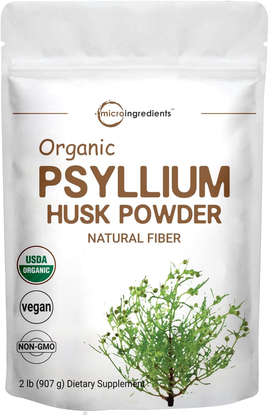 Psyllium Husk Powder Organic, 2 Pound (32 Ounce), Psyllium Husk Daily Fiber for Baking, Smoothie and Beverage, Keto Diet, No GMOs and Vegan Friendly : Health & Household