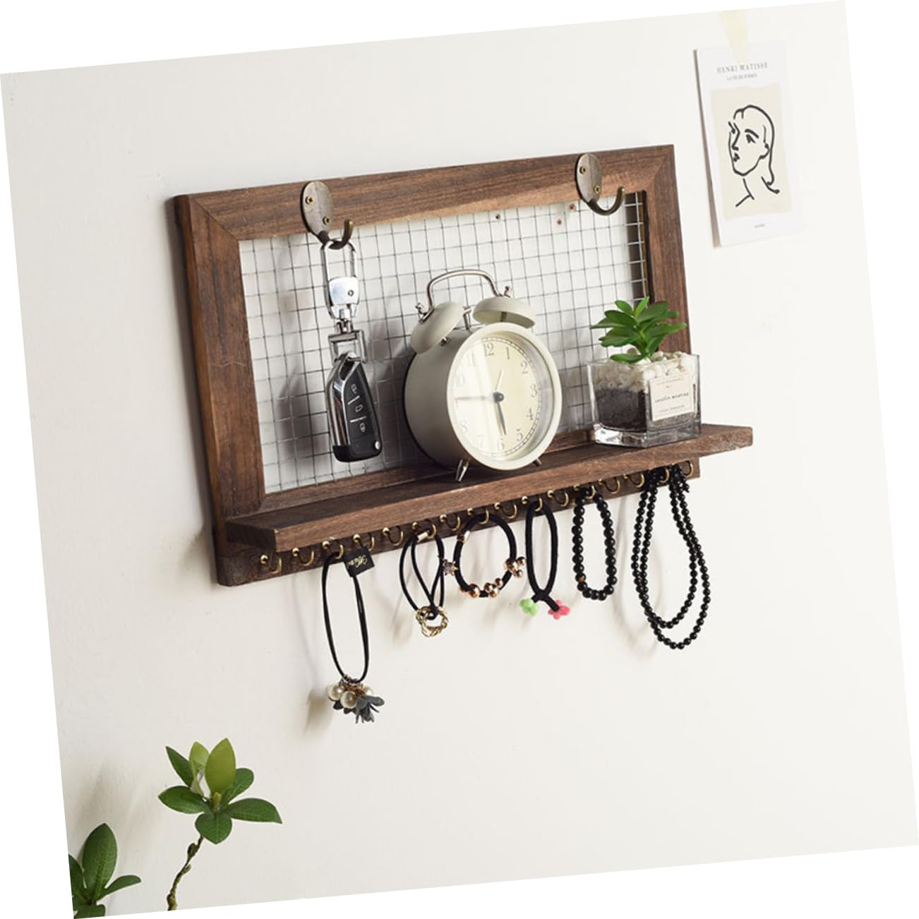 Portachiavi da Parete Ripiano in Legno e Metallo Rustico