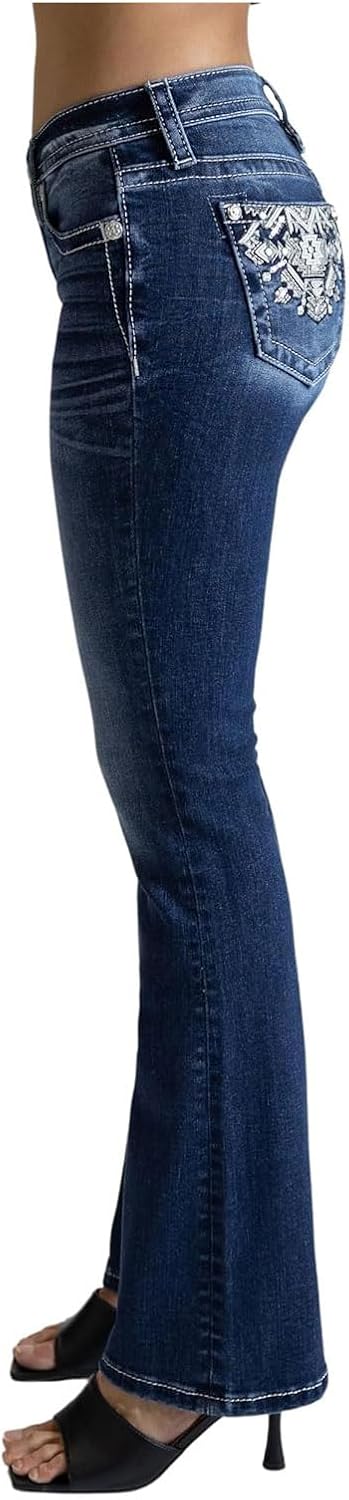 Miss Me Women's Aztec Stitch Mid-Rise Bootcut Jeans - Image 4