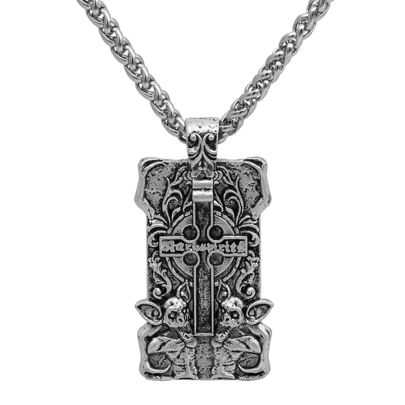 Collier de Croix tête de fantôme pour homme pendentif gothique dominant