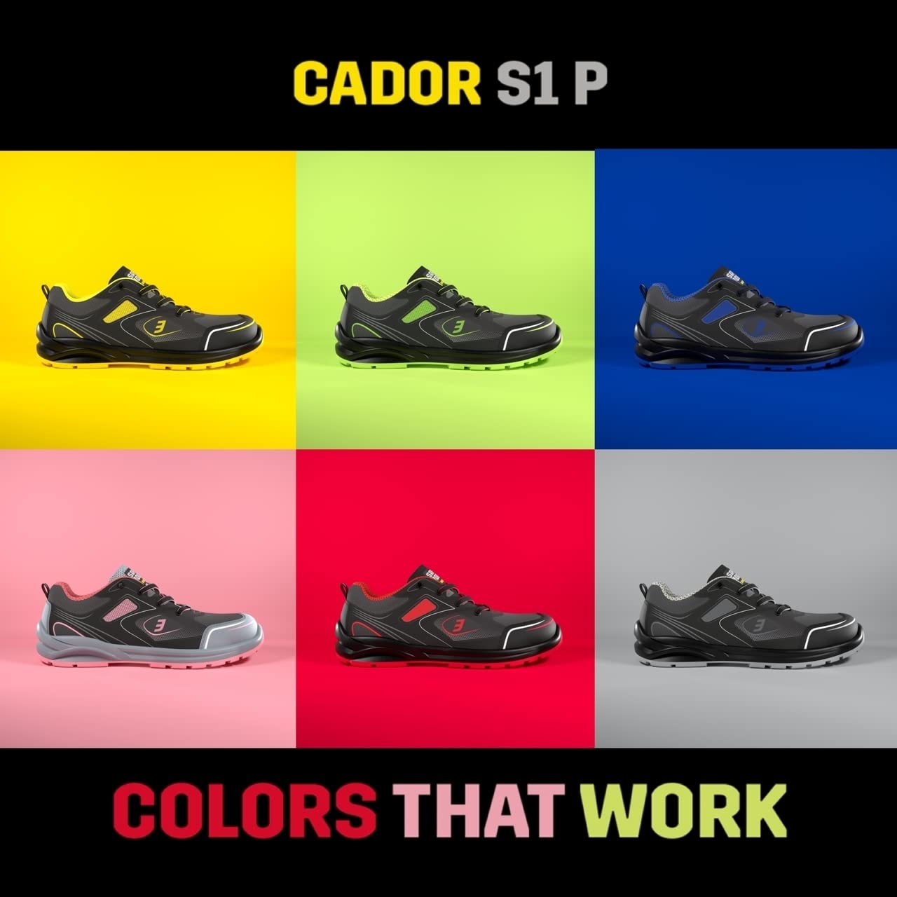SAFETY JOGGER Chaussures de Sécurité à Embout en Acier - Basket de Travail S1P Confortables pour Hommes et Femmes, Cador, antidérapantes et Absorbant Les Chocs, idéales pour la logistique