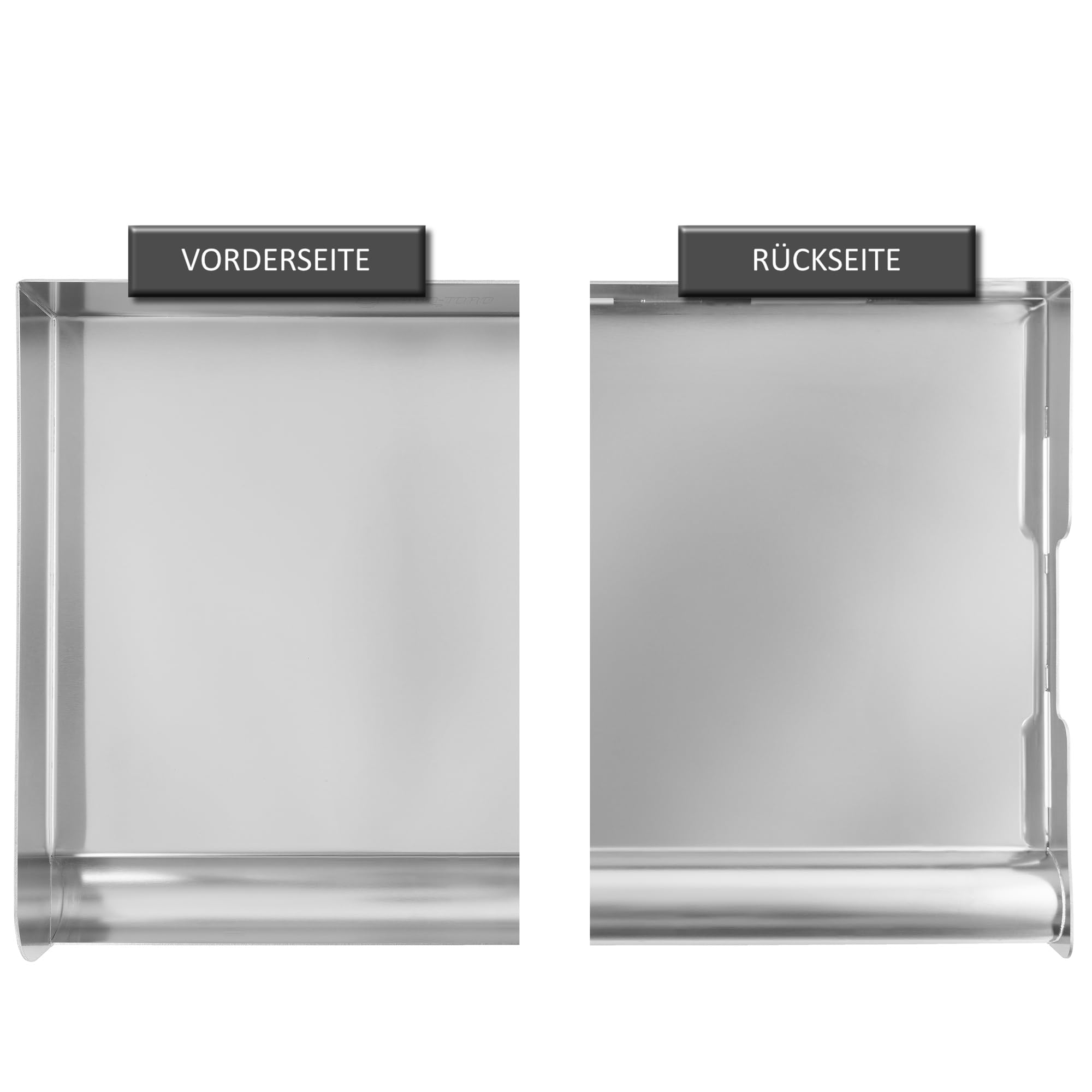 BBQ-Toro Plancha Rectangular de Acero Inoxidable con Espátula | 49,5 x 28 cm | Placa para Parrilla | Universal y Maciza | Plancha para Barbacoa de Carbón y Gas, Accesorios para Barbacoa, Sartén