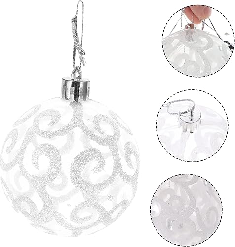 Miniatura 5 de MUSISALY 9 bolas transparentes con patrón de bola de nieve, decoración de Navidad, adornos de árbol de Navidad, bolas de árbol de Navidad, bolas de