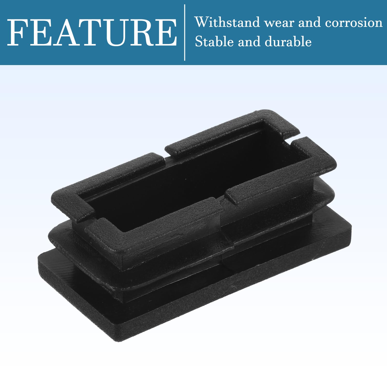 QUARKZMAN 20 x 40 mm prostokątna wkładka rurowa x 12 szt. plastikowych zaślepek do mebli zamiennych [czarne]