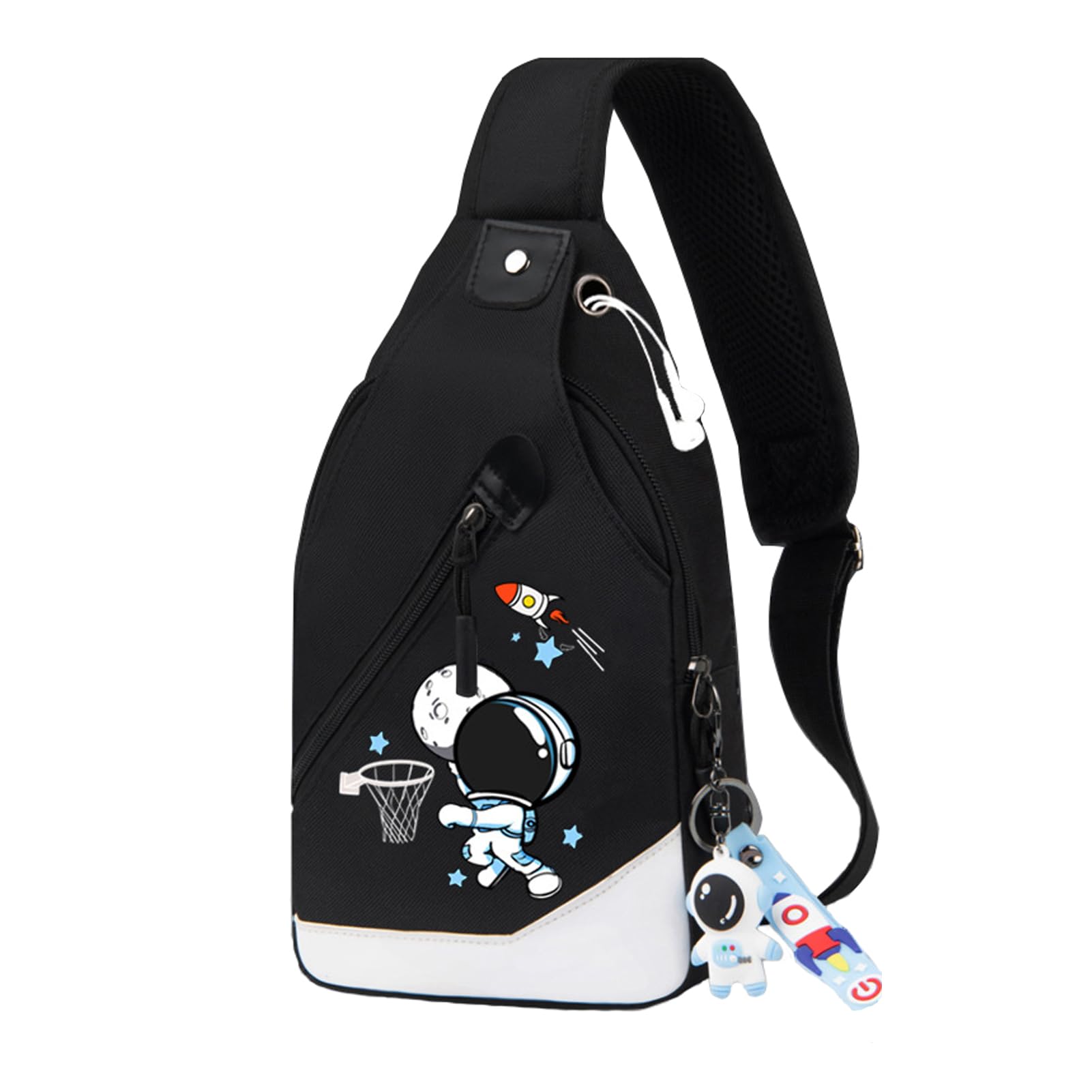 CUSALBOY Fashion One-Shoulder Backpack Youth Leisure Backpack With USB Port Earphone Hole, Cartoon Luminous Pattern