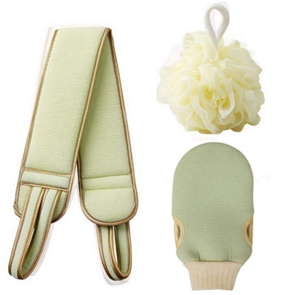 Toallitas de baño exfoliantes 3pcs/Set Toallita de Limpieza Corporal Cepillo Suave Inicio Hotel Baño Bola de Ducha Juego de depurador de Espalda Toalla de Piel Exfoliante Guantes de baño TOA