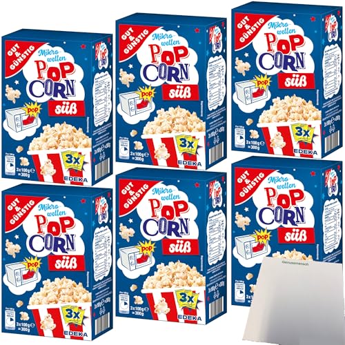 usy Bundle für Gut&Günstig Mikrowellen Popcorn süß 6er Pack (18x100g Packung) + usy Block