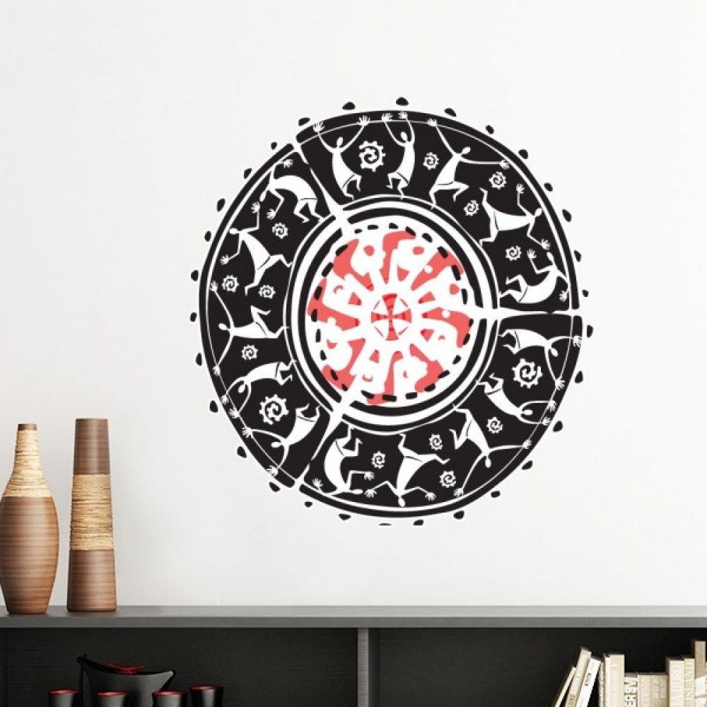 Stickers DIY Papier Peint Mexique Totems Décoration Murale Jaune 50Cm