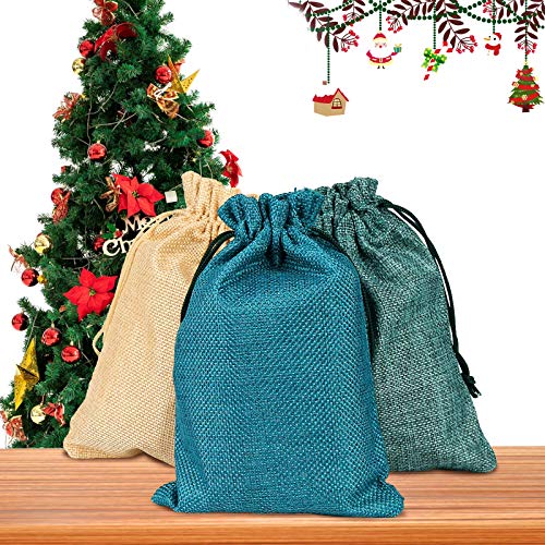 Vegena 30 Stücke Jutesäckchen, Jutebeutel Stoffbeutel 13cm x 18cm Natur Säckchen Geschenksäckchen zum Befüllen für Adventskalender Schmuck Hochzeit Party Feiern Weihnachten DIY Handwerk(3 Farben)