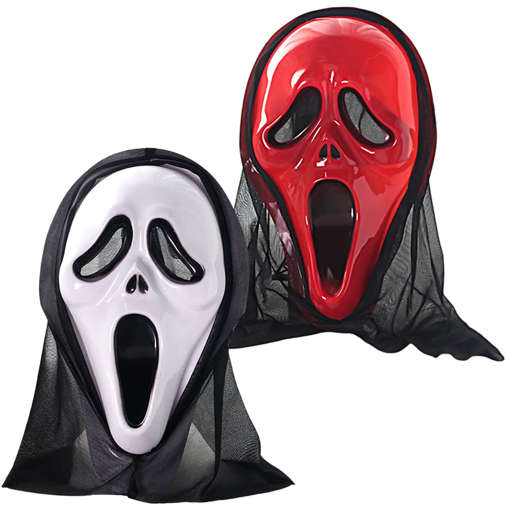 Halloween Mask, Ghostface Mask, Horror Mask for Halloween, Scream Mask, Ghost Face Cosplay, Carnival Mask, Halloween Mask, Party and Cosplay, Props Accessories, 2PCS