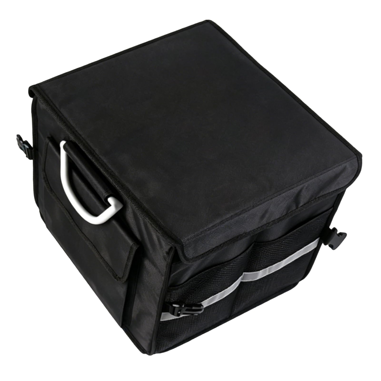Cocoarm Petit Organisateur de Coffre, Organisateur de Coffre de Voiture Pliable de 28 L avec Couvercle et Poignée, Boîte de Rangement à 3 Compartiments, d'épicerie Pliable pour Siège Arrière de