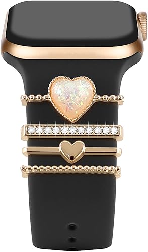 4 piezas de dijes de metal brillantes para decoraciones de correas de Apple Watch Series SE 8, 7, 6, 5, 4, 3, 2, 1 Ultra, correa de reloj, abalorios 4 piezas de dijes de metal brillantes para decoraciones de correas de Apple Watch Series SE 8, 7, 6, 5, 4, 3, 2, 1 Ultra, correa de reloj, abalorios