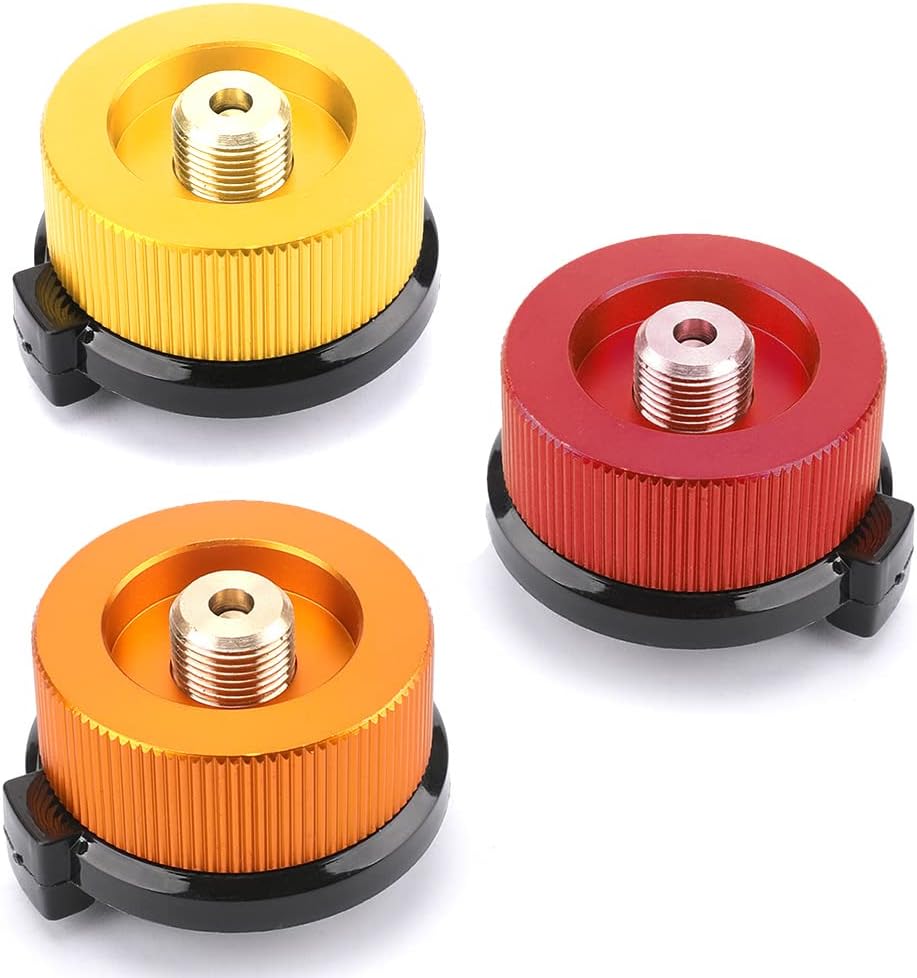 3Pcs Random Styles Camping Nozzle Bottle Convert Adapter Connector Stove Connector for Butane Canister to Screw Gas Cartridge