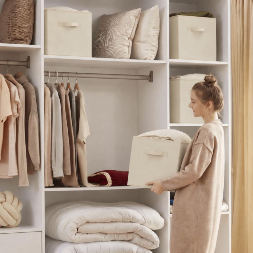 Lifewit 6 Stück Aufbewahrungsbox aus Stoff, Faltbar Aufbewahrungswürfel Kallax Boxen Aufbewahrung aus Vliesstoff mit Griff für Würfelregal… – Ansicht 5
