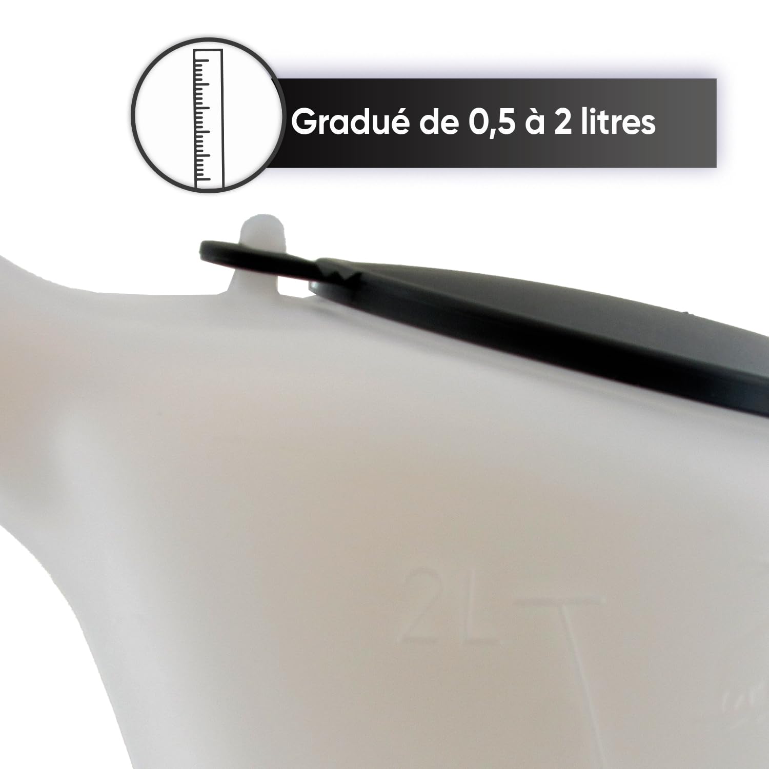 GREENSTAR - Broc Gradué En Plastique - Avec Bec Verseur - Couvercle Et Bouchon De Protection - Graduation De 0,5 À 2 L