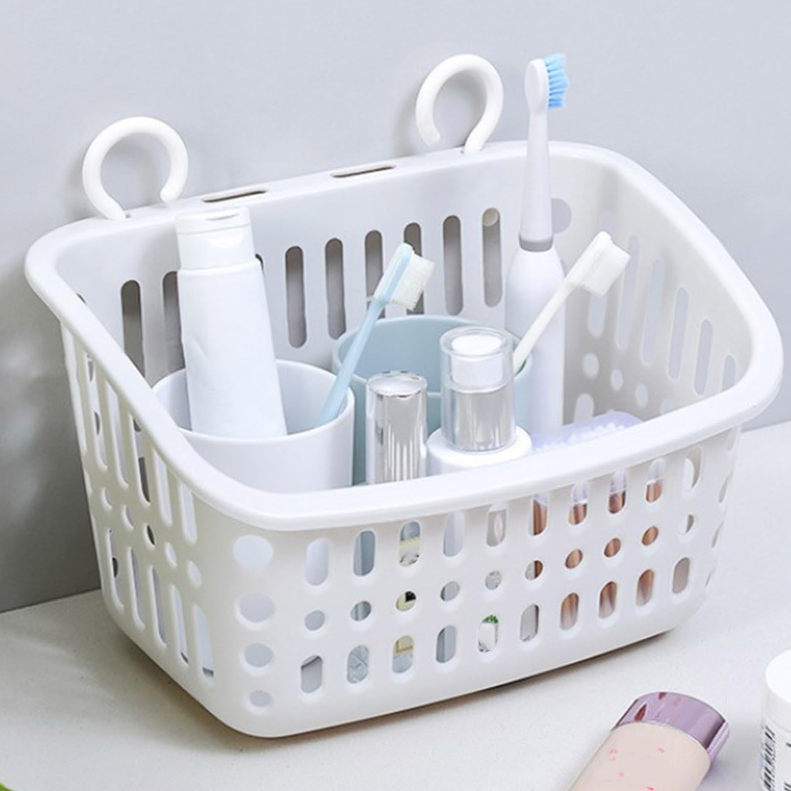 Cesto sospeso, 13,5 x 21,5 x 17 x 9 cm, cestino da appendere sotto l'armadio, cestino per scaffali, per bagno, cucina