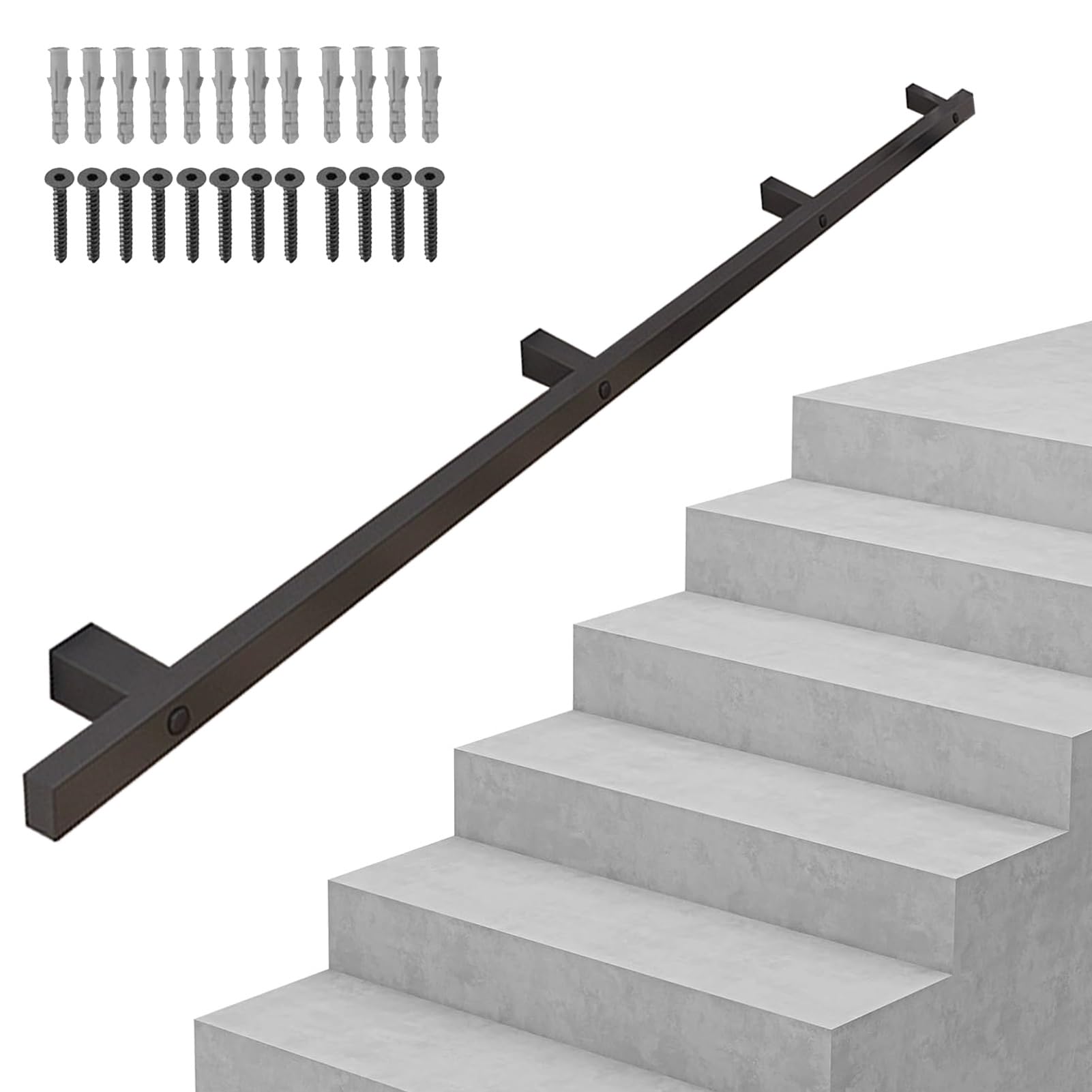CMBSSTFC Ils in Metallo per Supporto Scala con staffe a Parete Maniglione di Sicurezza per corridoio 30 600 cm di Lunghezza