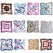 JIUMAN 12pc Womens Small Square Scarf Set Silk Feeling Satin Hair Wrapping