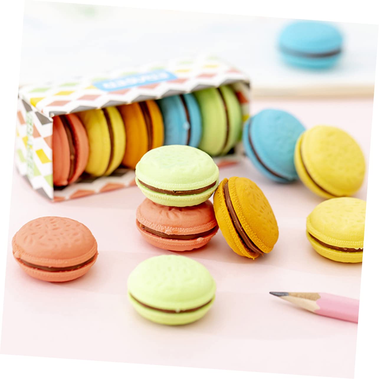 NUOBESTY 3 Ensembles Gomme Macaron Gomme Enfants Gomme À Effacer Marqueurs Effaçables À Sec D'exposition Gommes Effaceurs Erasers pour Enfants D'étudiants Caoutchouc 4 Boîtes*3