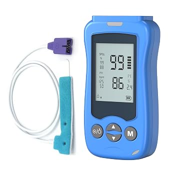 Pulse Oximeter, High Accuracy Handheld Blood Oxygen Monitor for SpO2 PR Blood Oxygen Saturation for Family, Blue