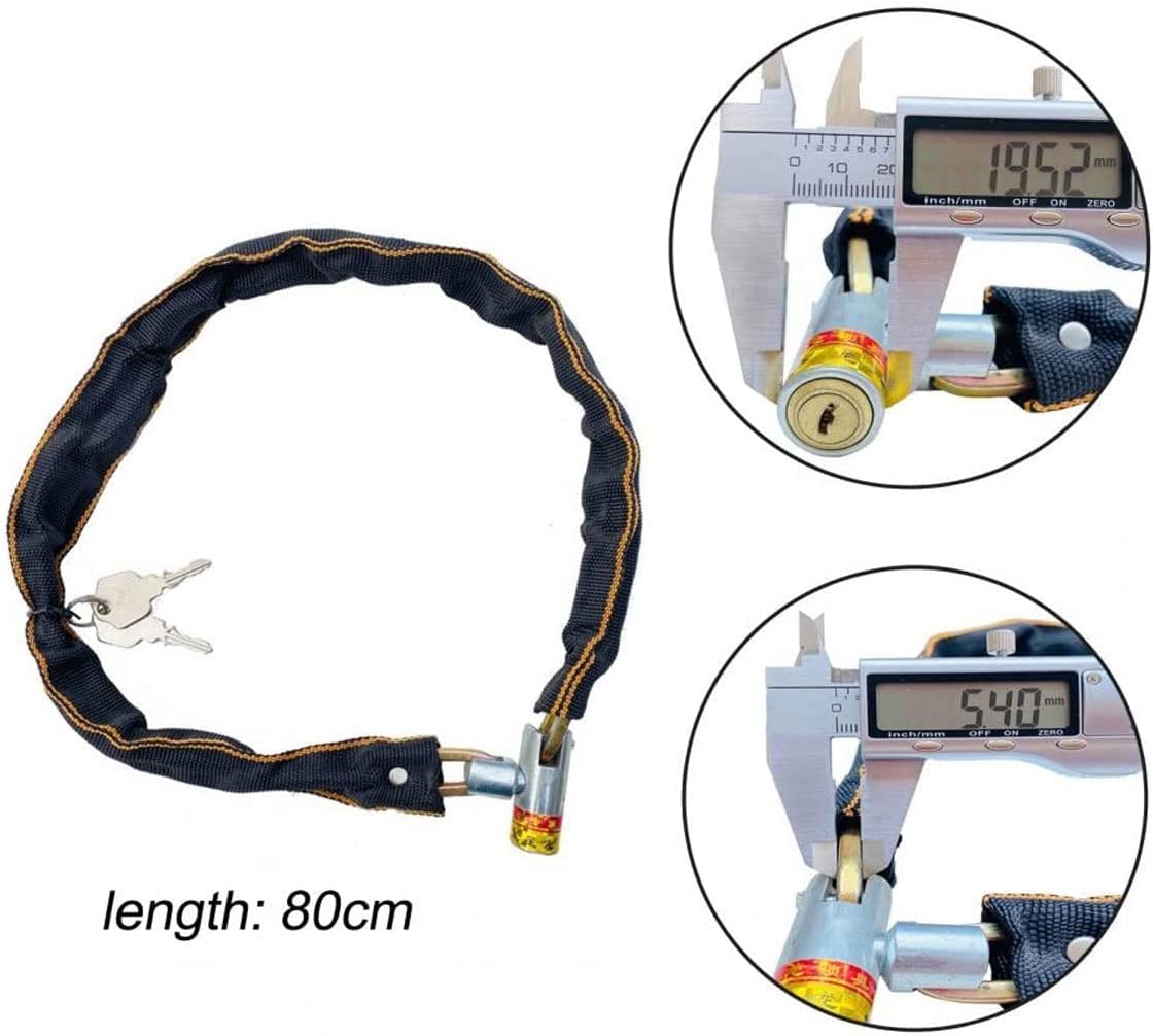 Candado antirrobo para Bicicleta de montaña, sólido y Ligero, para Exteriores, con Llavero, para Seguridad, para Bicicletas eléctricas (Negro, 80 cm)