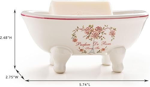 Miniatura 4 de 1 jabonera de cerámica con doble extremo para bañera de 5.7 pulgadas (estilo 01)