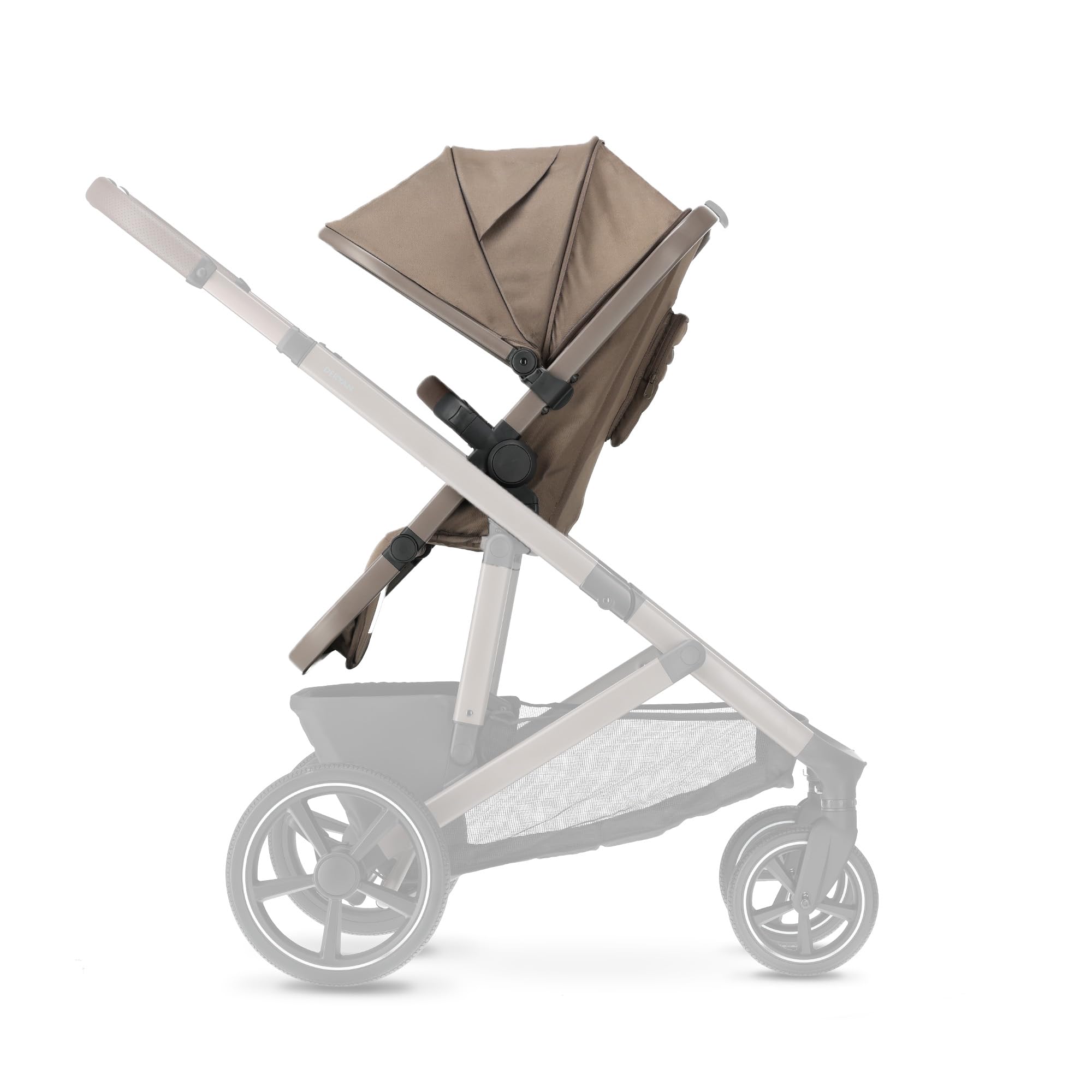 Deryan Secondo sedile passeggino Evy V2 - Cuscino con cintura di sicurezza a 5 punti - 4 posizioni reclinabili regolabili - Dalla nascita fino a circa 4 anni - Portata massima 25 kg - Nocciola