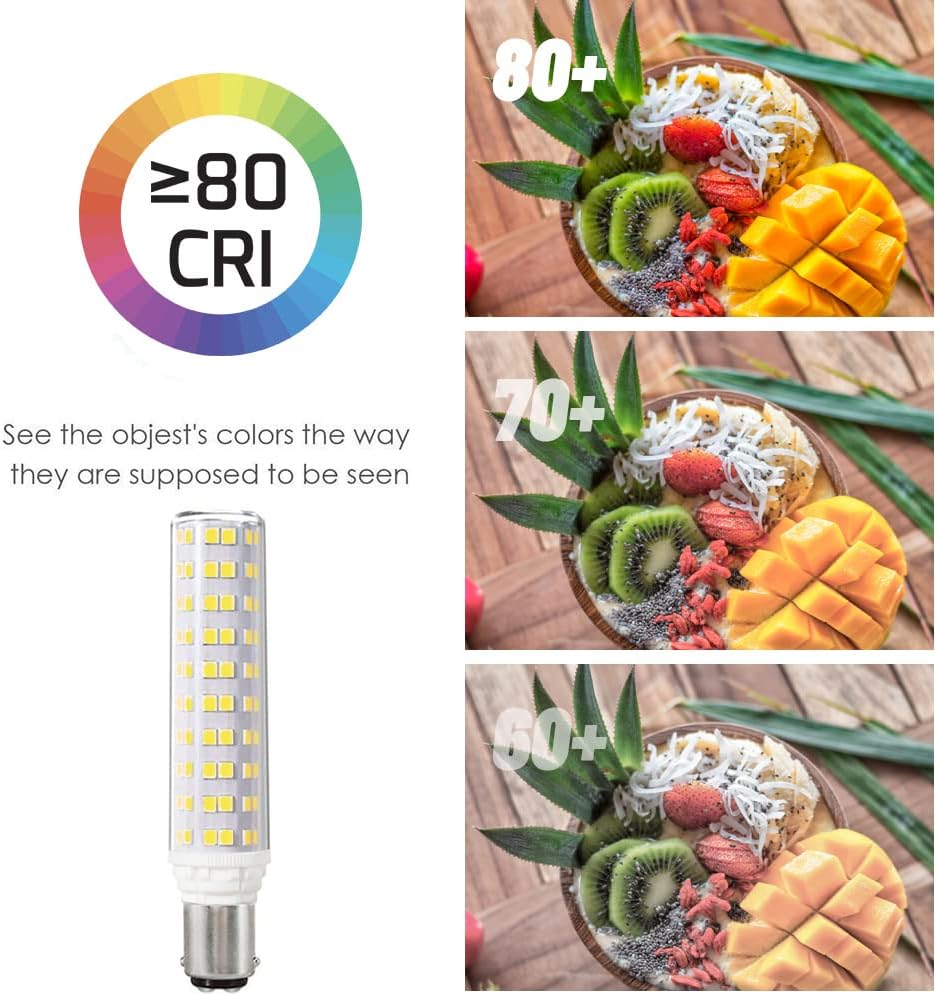 Makergroup 75W T4 JD Type Bulb Replacement, BA15D DC Bayonet Base LED Light Bulbs for Ceiling Fans Pendant Desk Lights, 10W 120V Cool White 6000K Non-Dimmable 2-Pack