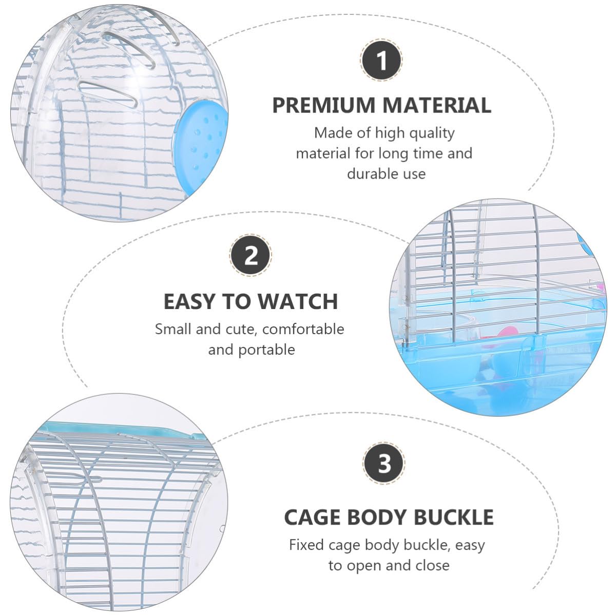 Transparente Kunststoff Haustier Transportbox mit Griff für Hamster Blau