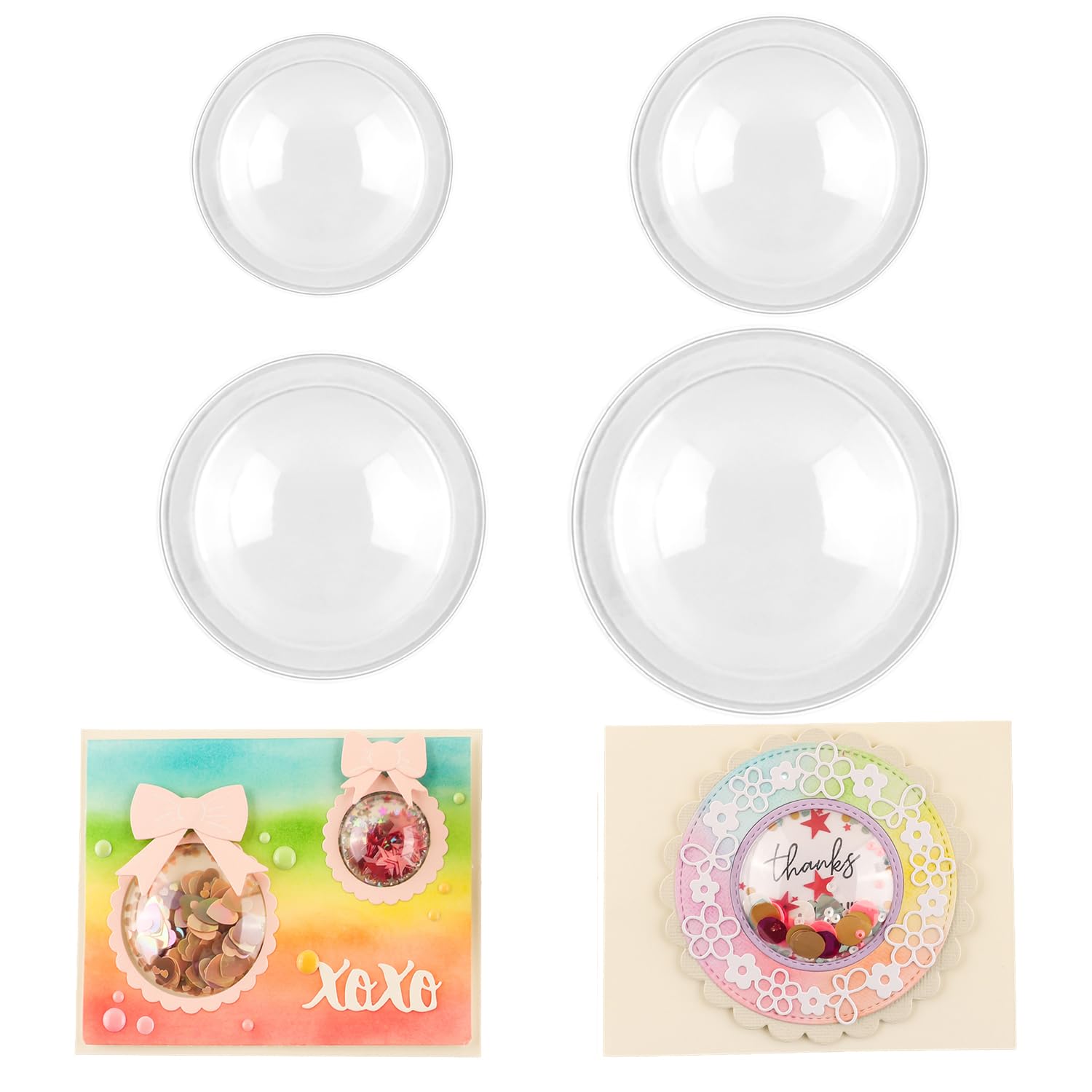 BAOFALI 40 Pack Circle Shaker Domes for Card Making Peel-Away Adhesive Clear Plastic Dimensional Paper Crafting Window Blister Puffy Covers 4 Sizes Diameter