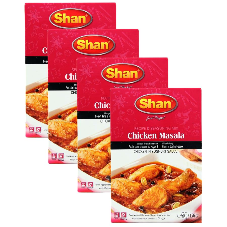 Masala & Powder Mix Bundle Pack with Shan Chicken Masala Recipe & Seasoning Mix 50g - 4 Pack | Suitable For Vegetarians, No Artificial Food Colour.