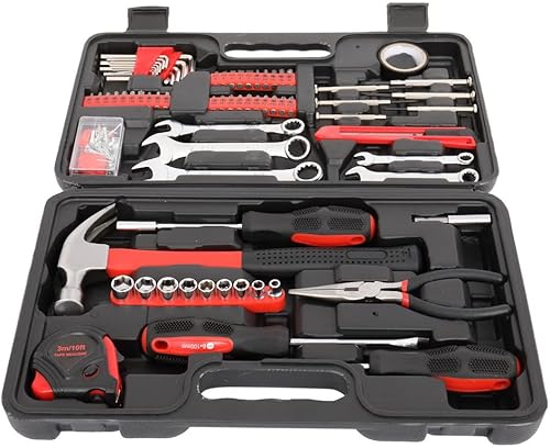 Juego de herramientas para el hogar de 198 piezas, kit de herramientas de viaje y reparación del hogar, juego de herramientas manuales para el hogar