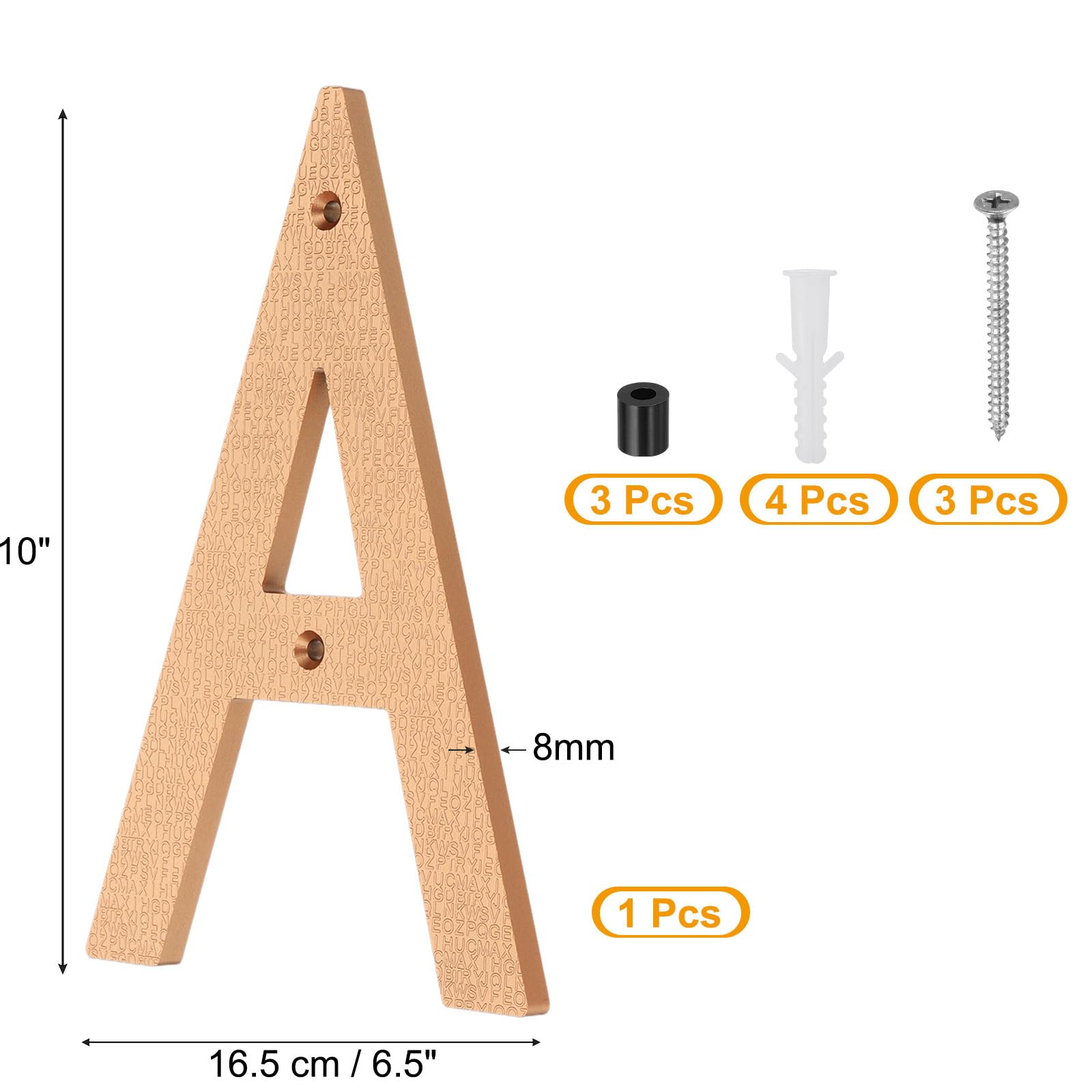 PATIKIL 10 Inch House Number, House Address Numbers Sign Large Floating Modern with Screws for Outside Door Wall Street Gold, A - Image 2