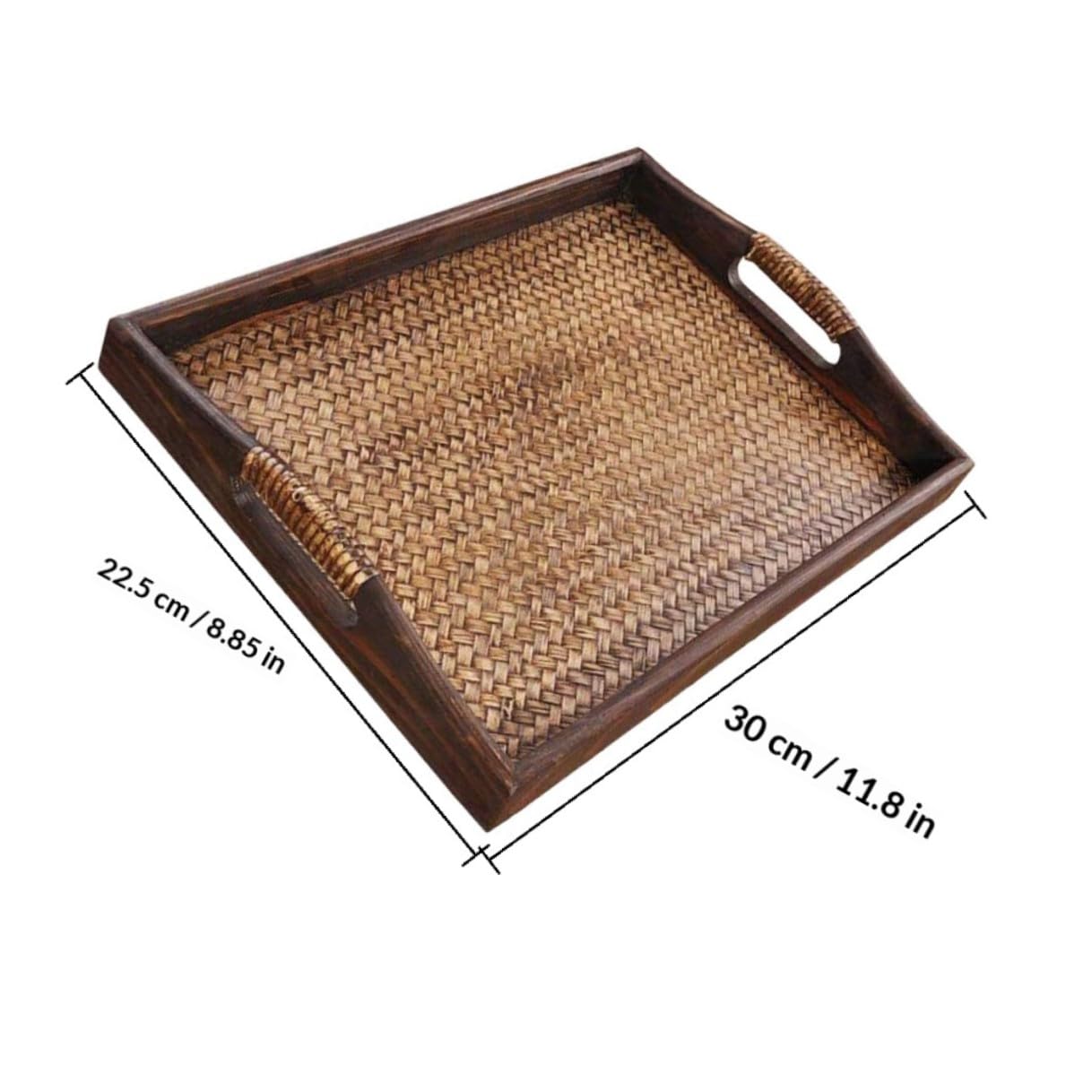 Brązowa taca do serwowania herbaty i owoców bez szorstkich krawędzi, idealna do domu i spa, elegancki naturalny design, idealna do rozrywki i dekoracji
