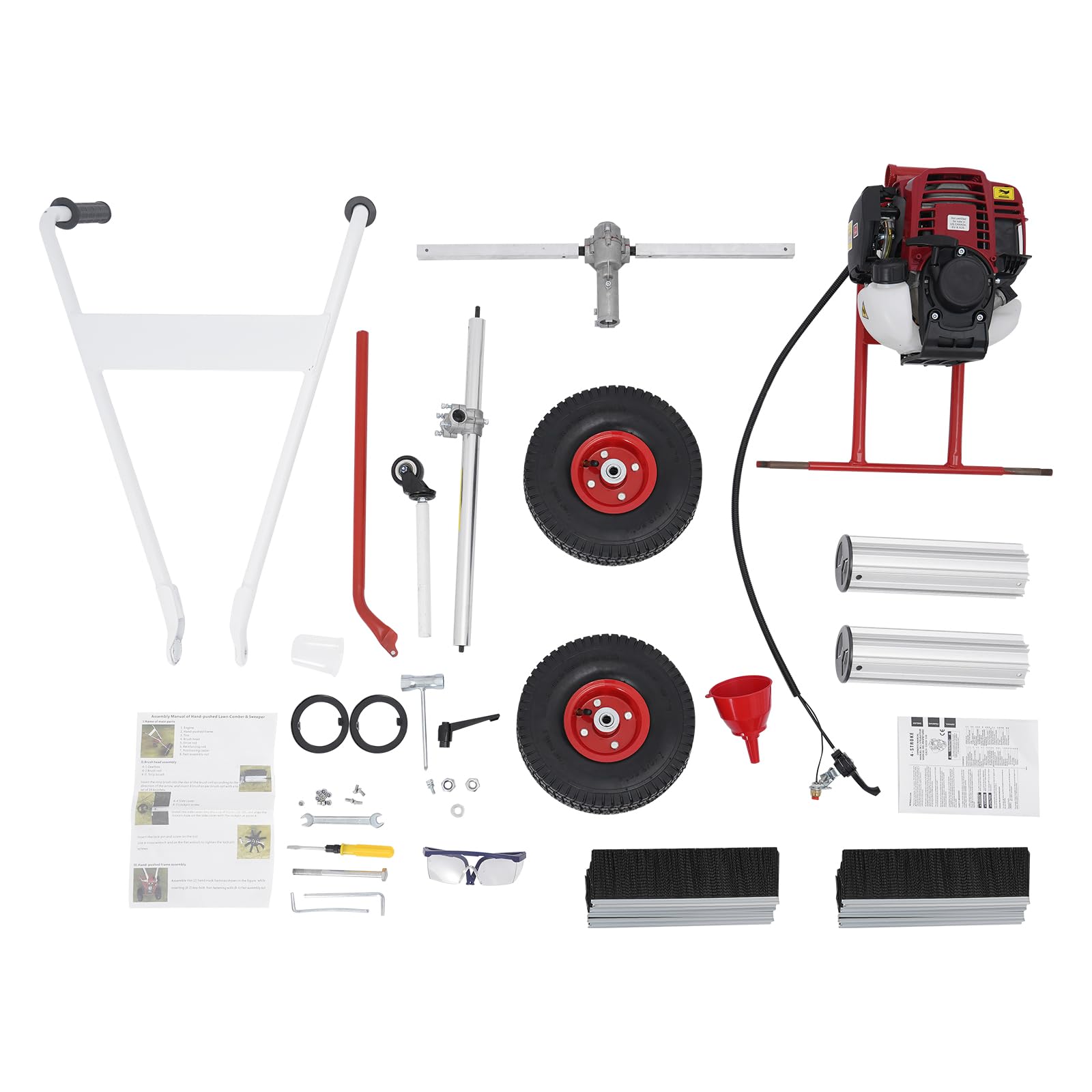 Kehrmaschine Benzin 4 Takt für Kunstrasen Laubsammler Motorbesen Kehrbesen Benzinmotor Benzin Motor Besen Handkehrmaschine Gasoline Lawn Sweeper Gasbesen