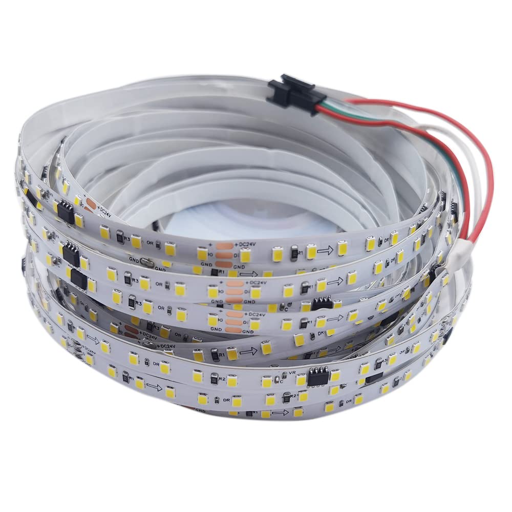 WS2811 - Tira de luces led (10 m, DC24 V, SMD2835, 120 LEDs/M, direccionable, con controlador táctil, color blanco natural 4000 K)