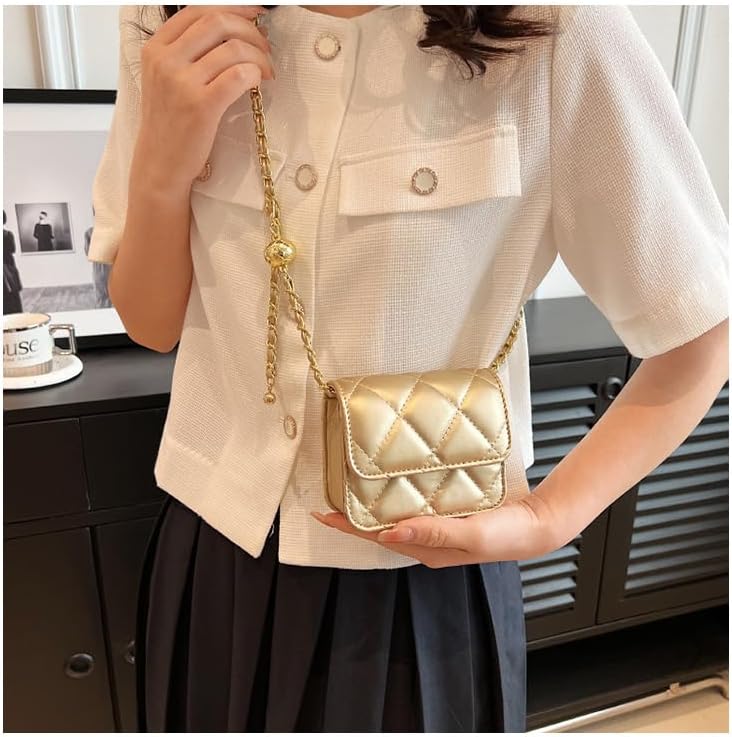 NXITK Mini Belt Bag - Women's Crossbody Leather Waist Purse (Gold) - Image 5