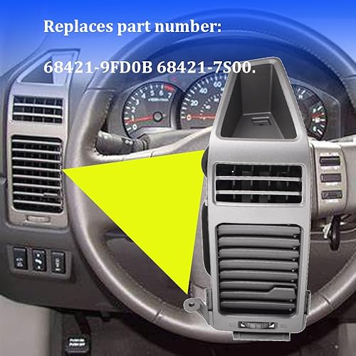 Miniatura 4 de Panel de ventilación de aire AC para tablero de aire para Nissan Armada Titan 2004-2006 reemplaza 668421-9FD0B 68421-7S000 (lado izquierdo gris)