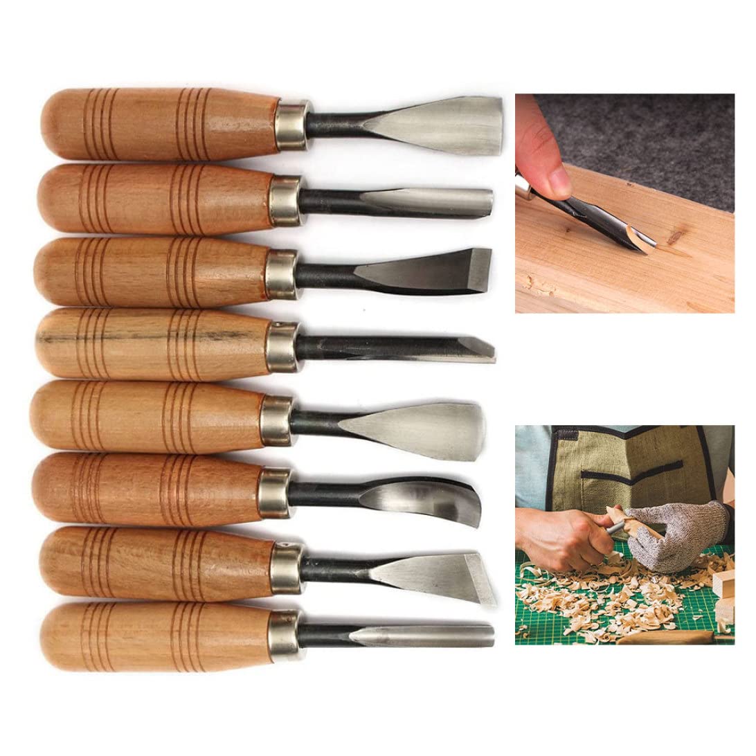 Rebanada Para Esculpir Juego De Herramientas De Talla De Madera Talla De Madera Herramienta De Cincel Manual Mano Gubias Profesionales Juego De Corte De Acero Al Carbono Para Escultura 8pcs