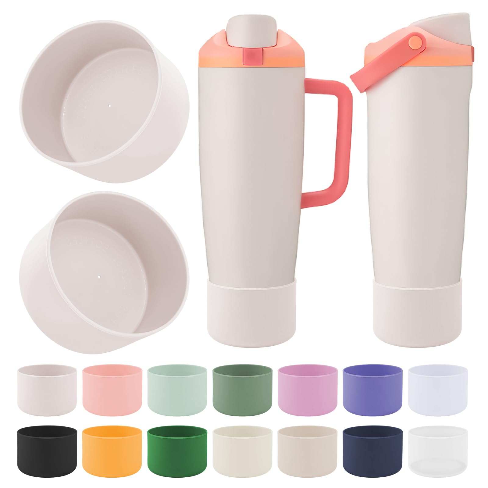 BKBY 2PCS Silicone Boot Compatible with Owala 30oz & 40oz FreeSip Sway Bottles & Tumblers, Protective Anti-Slip Bottom Cover Sleeve for Freesip Sway Tumbler (Translucence Pretty in Purple)