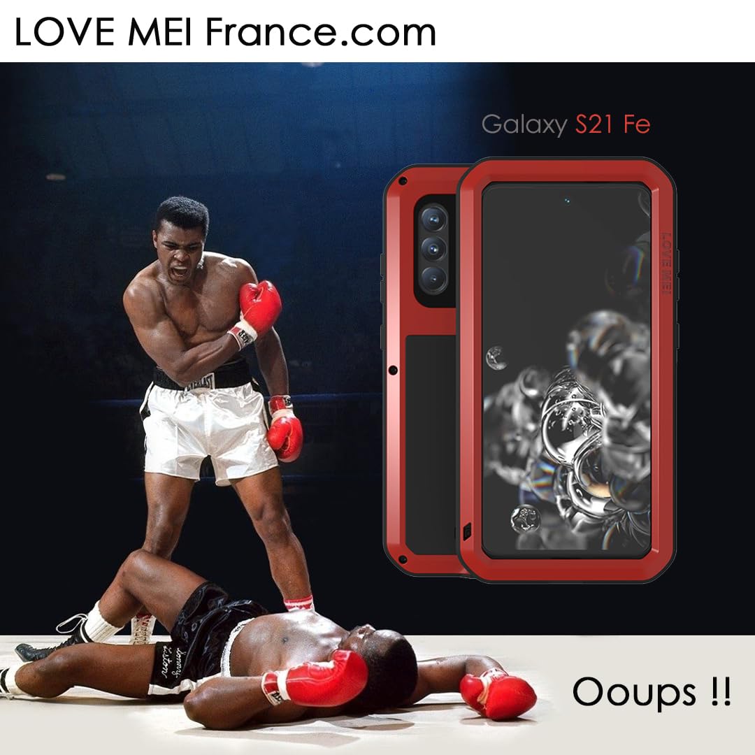 LOVE MEI Odporny na wstrząsy i wodoodporny futerał do Samsung Galaxy S21 FE Integral 360 Francja czerwony