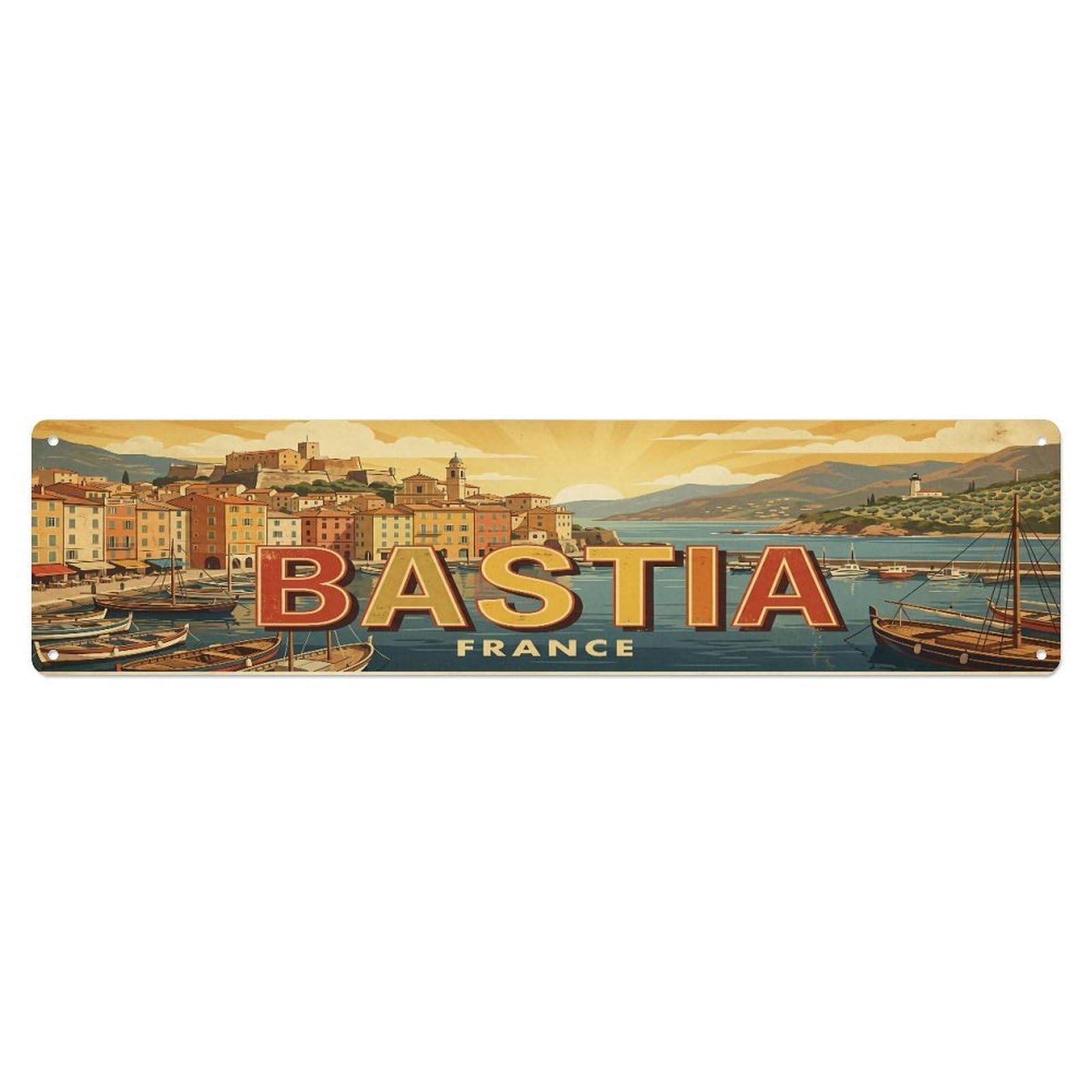 Metal Tin Sign Vintage Travel France Bastia