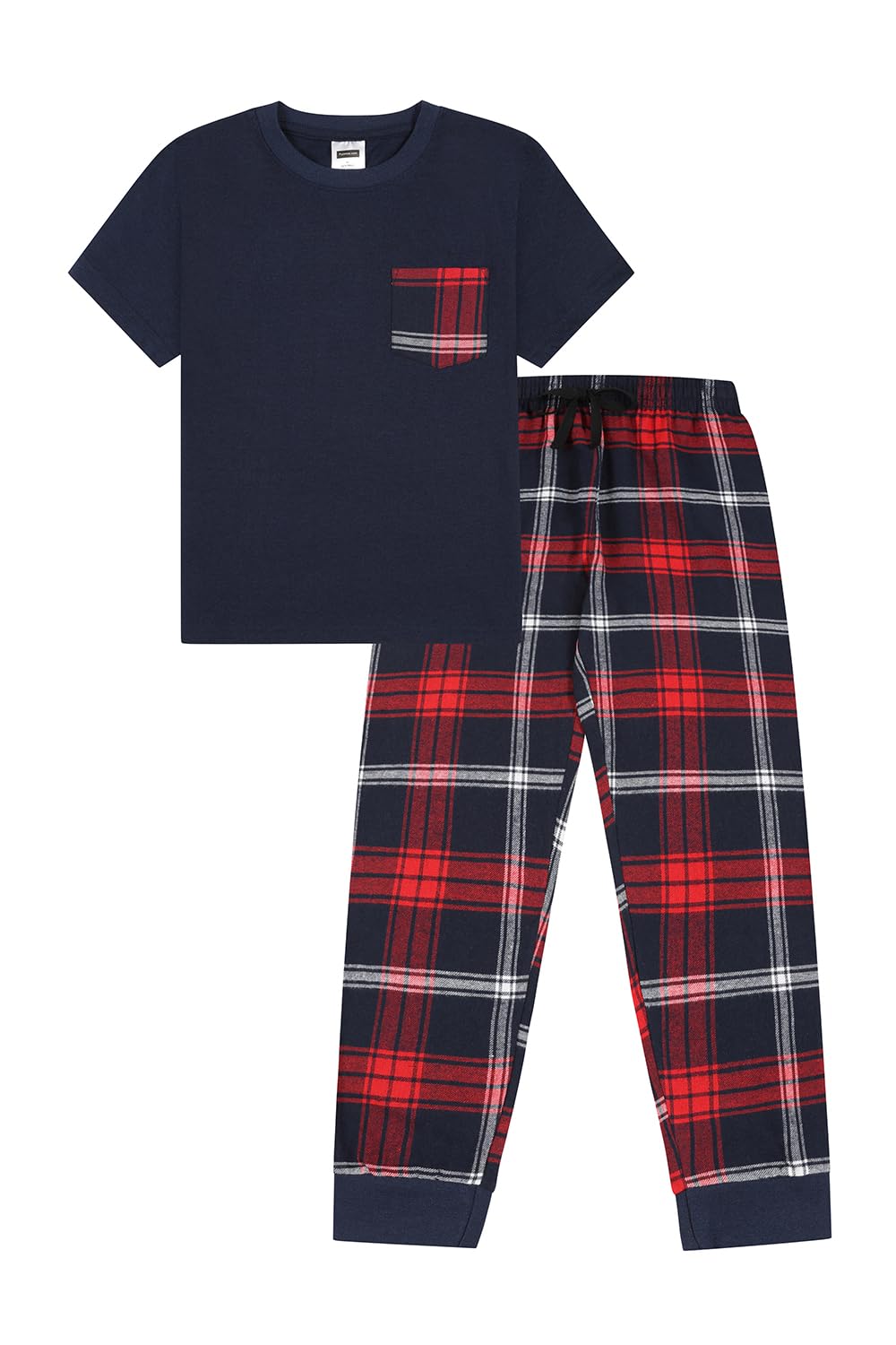 Thepyjamafactory Men's Red Blue Tartan Check Long Cotton Pyjama Set (Xx-Large)