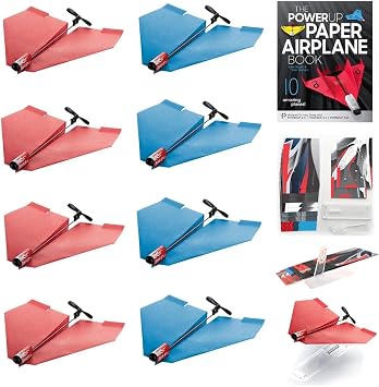 POWERUP Complete Paper Airplane Adventure Bundle 4 2.0 Red and 4 2.0 Blue Kits + 12 Templates + Ultimate Guide Book