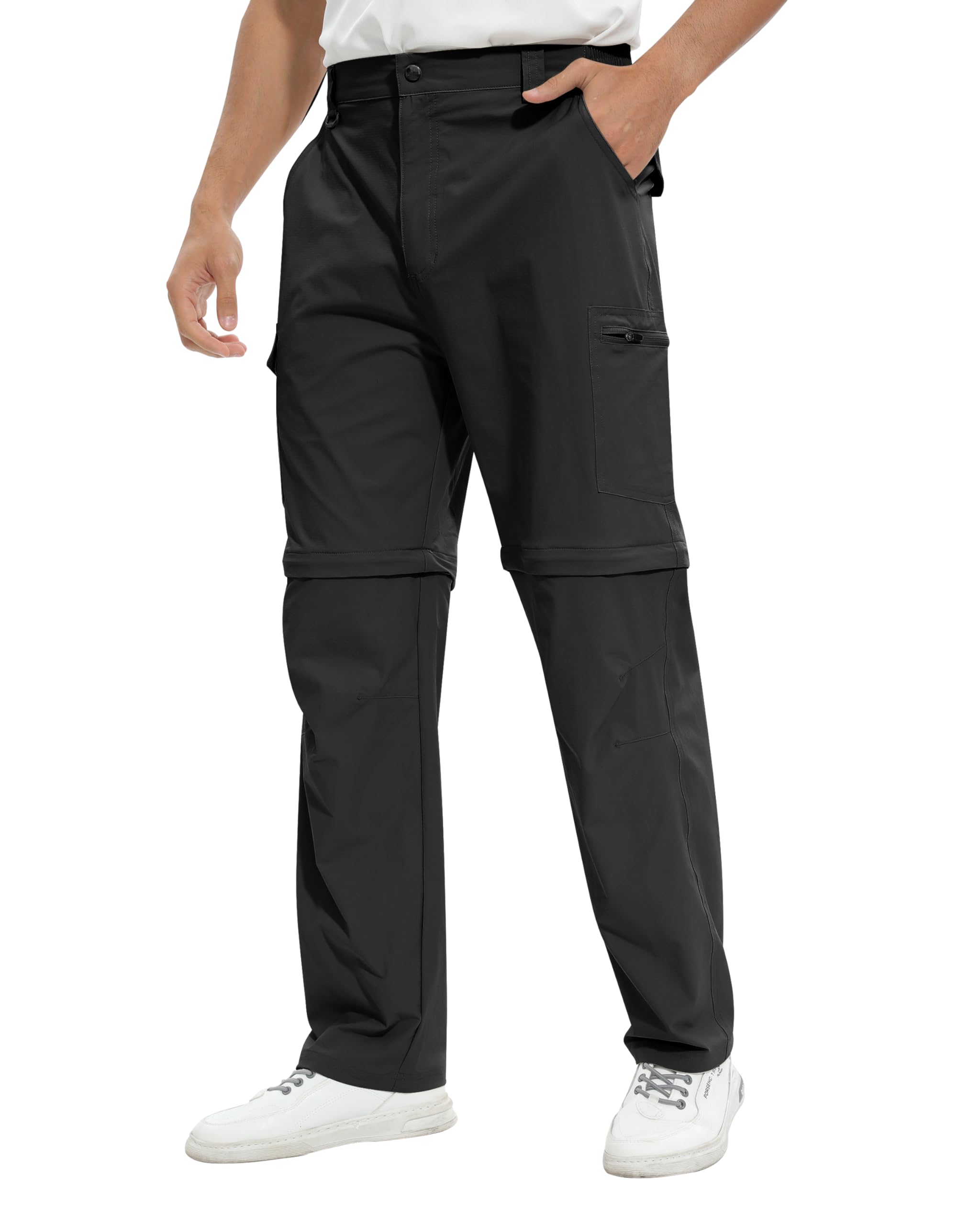 Men's Convertible Hiking Pants Lightweight Quick Dry Zip Off Light Stretch Pants Fishing Camping Outdoor Travel 40 Black