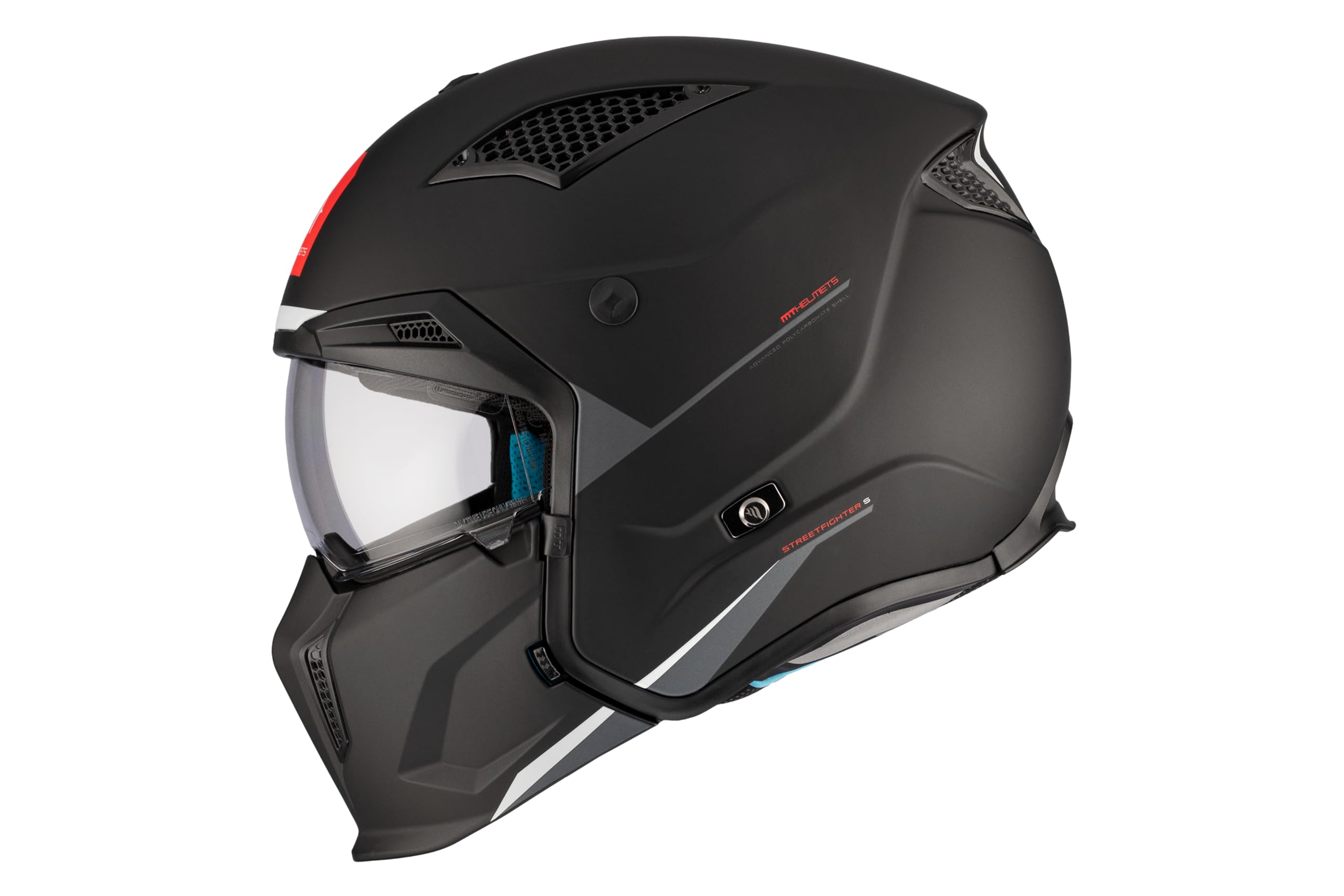 MT Helmets Streetfighter SV S – Casco Moto Integral Abierto con Visor Solar Retráctil, Estilo Streetfighter, Interior Lavable y Calota HIRP | Homologado ECE 22.06 & DOT