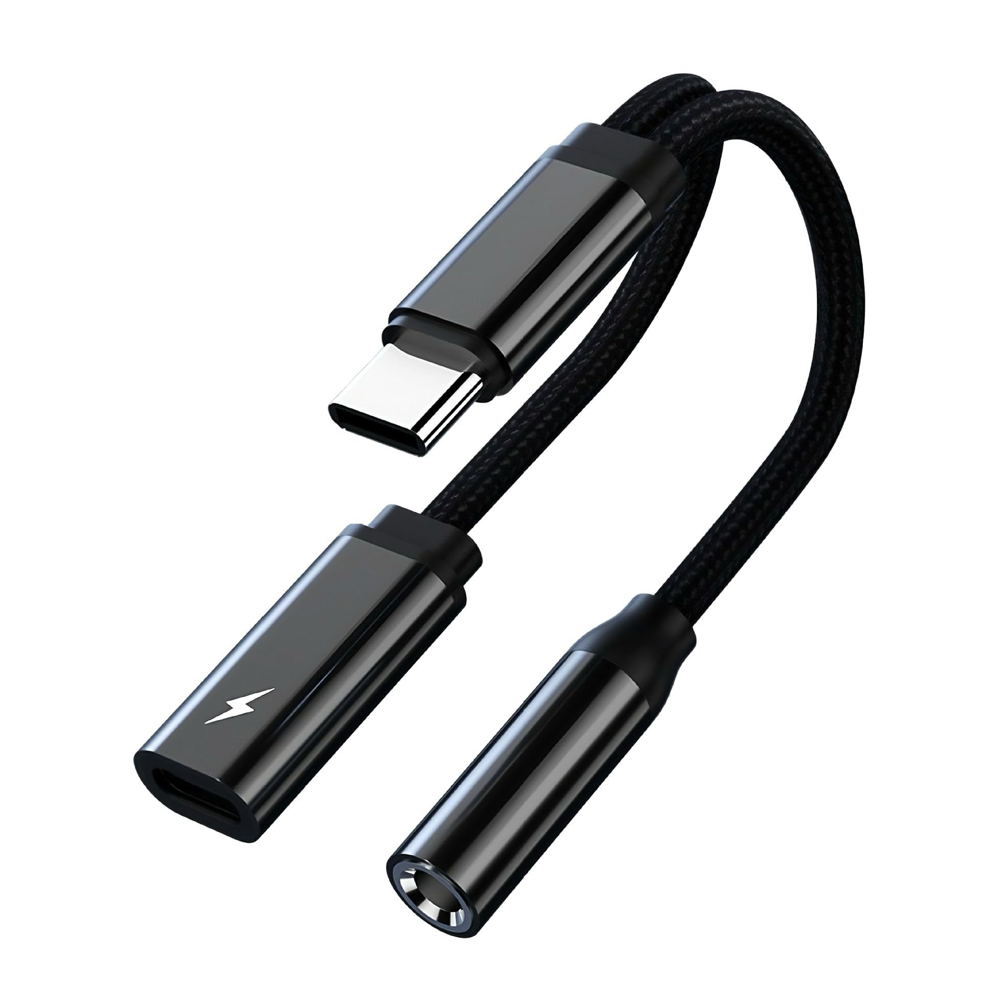 Adaptador de auriculares USB-C a 3.5 mm, carga rápida 2 en 1 y dongle de audio, color gris