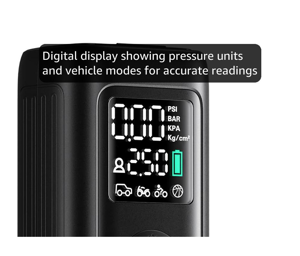 WARWOLF 160PSI Tire Inflator Portable Air Compressor, Electric Air Pump for Car Tires with Pressure Gauge, Dual Power 12V DC, LED Light, Auto Shut-Off, Tire Pump for Auto, Motorcycle, Bicycle, Balls